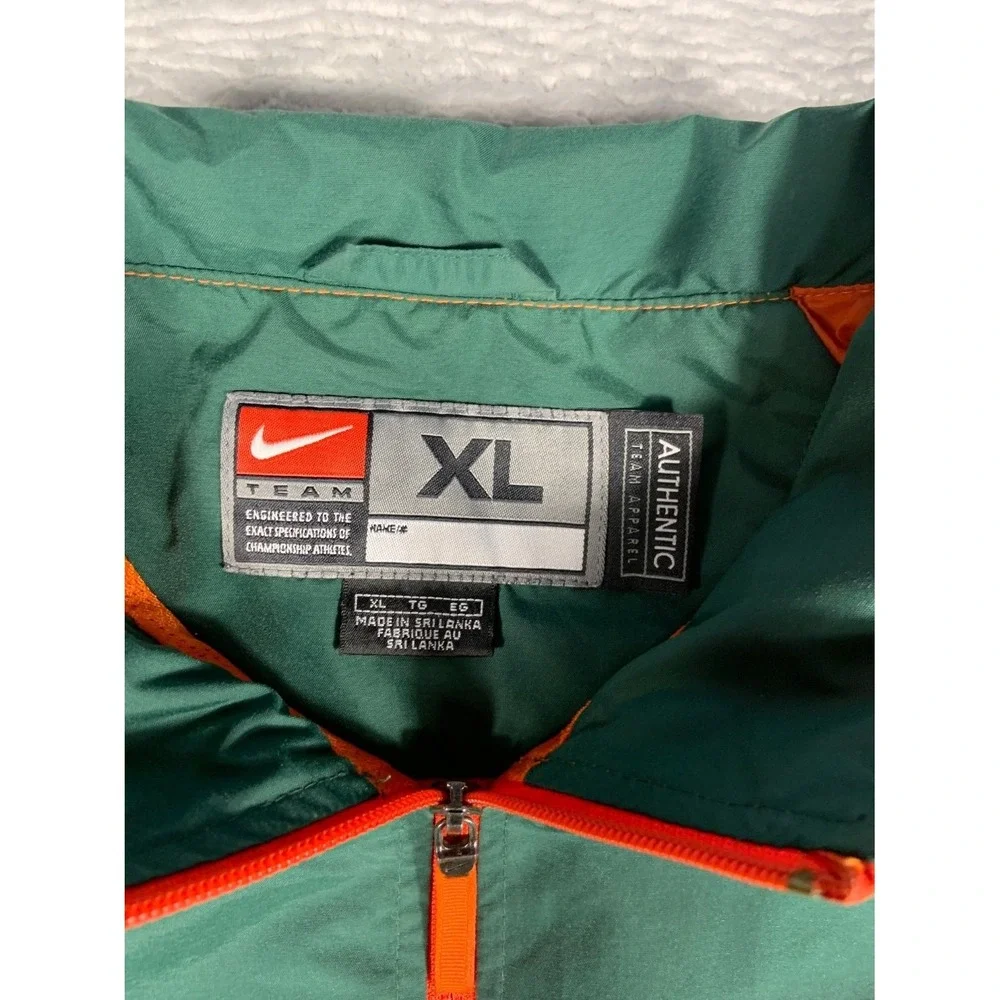 Vintage Nike University of Miami Hurricanes Mens XL Green Jacket Team Zip